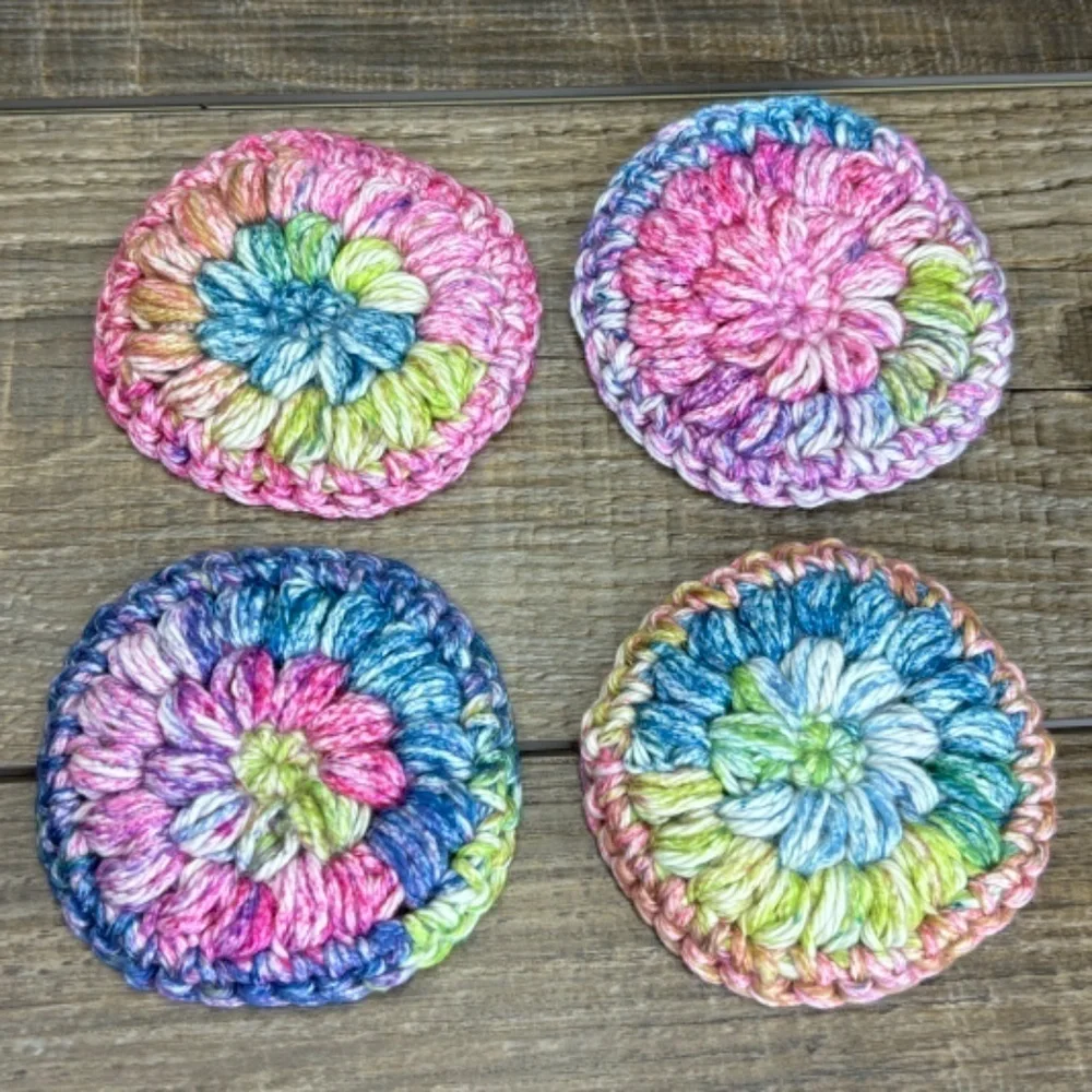 Handcrafted Crochet Face Round Makeup Remover‎ Scrubbies Set Cotton Yarn